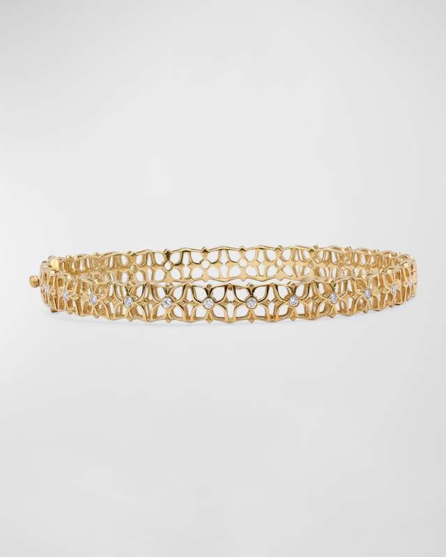 White Diamond Signature Bangle in 18K Gold